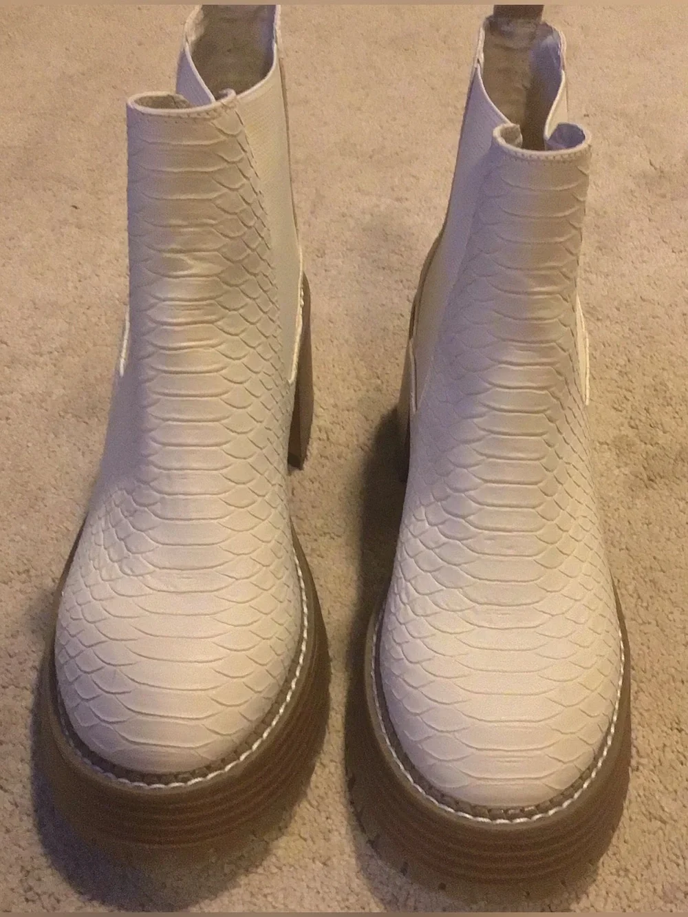 Eloquii Aleja Faux Leather Snakeskin Chunky Lug Sole Platform Chelsea Boots